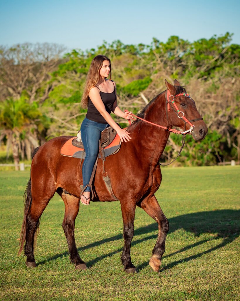 Passeio a cavalo na propriedade.