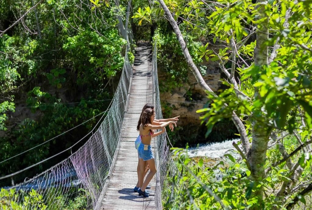 Qual é o passeio imperdível de Bonito? 5 atividades que vão te ajudar na escolha 2 Ponte suspensa em meio à natureza.